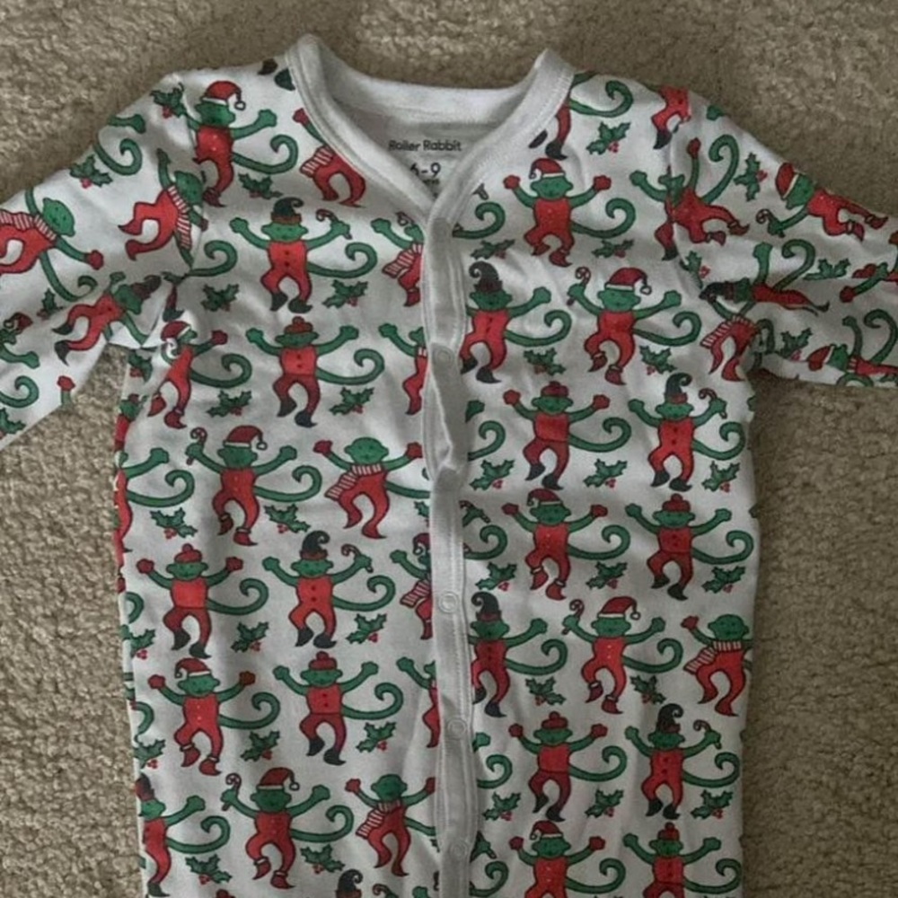 Roller Rabbit Monkey Mas Infant Snap Pajamas 6-9 Months